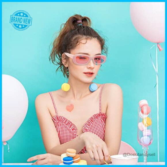 Retro Narrow Rectangle Sunglasses Y2K Vintage Party Bulk Pack Polarized main image 6